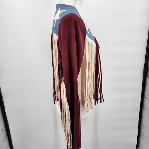 VOCAL APPAREL Fringe Ultrasuede Cropped American Flag Western Jacket S-XL NWT - Picture 10 of 12